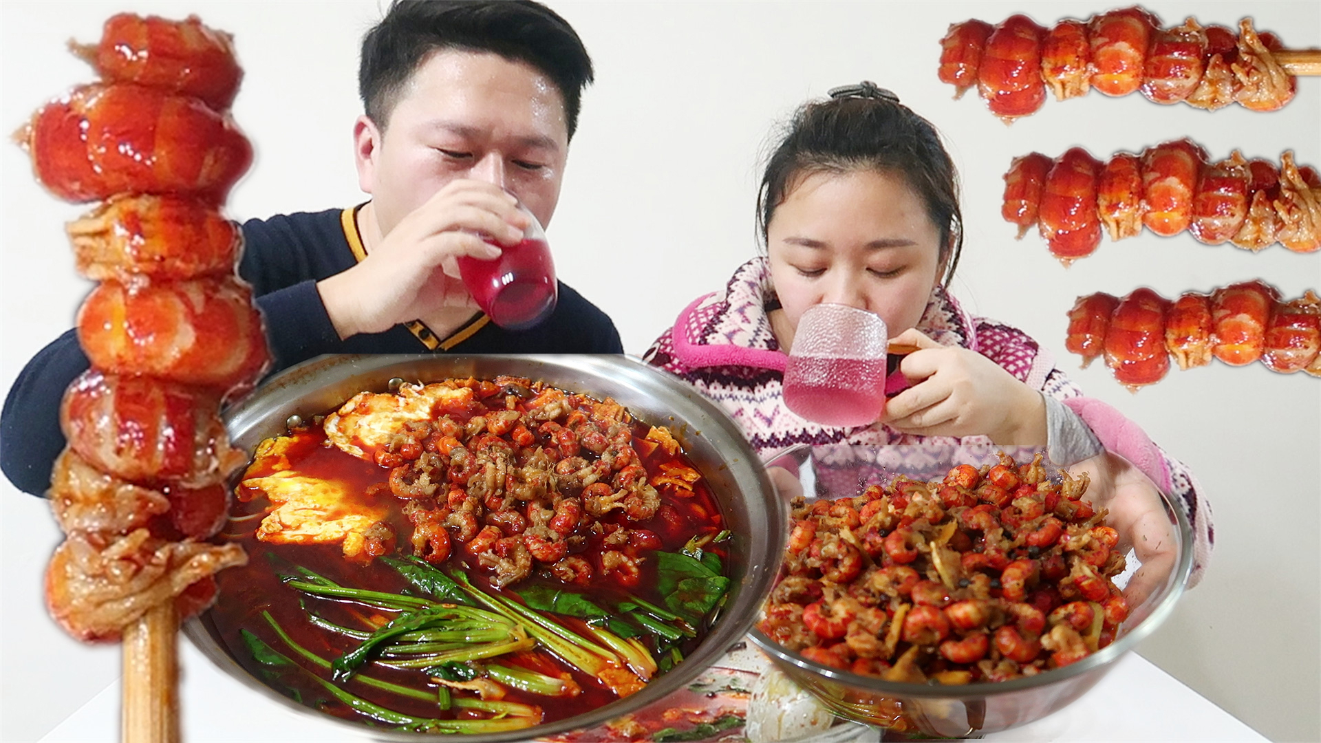 爸妈趁孩子睡着偷吃,10斤龙虾2包螺蛳粉,夫妻喝点酒,吃完真爽